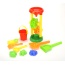 Double Sand Wheel Beach Toy Set With Bucket, Shovels, Rakes, Sailboat, And 3 Molds
