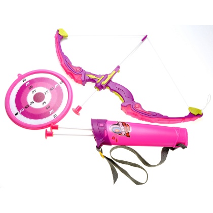 Bow and Arrow Playset With Quiver And Target (Pink)